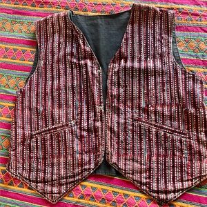 Vintage natural dye block print vest from India